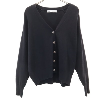 ZARA ザラ 長袖 Vネック カーディガン M ブラック系 ニット