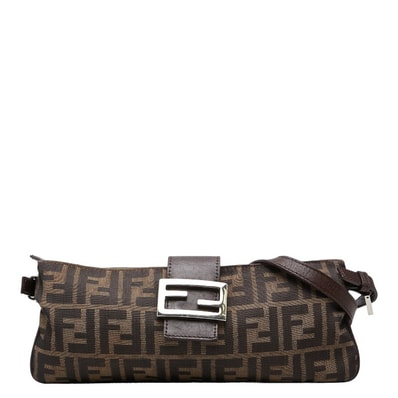フェンディ ズッカ ショルダーバッグ ブラウン キャンバス レザー レディース FENDI 【中古】