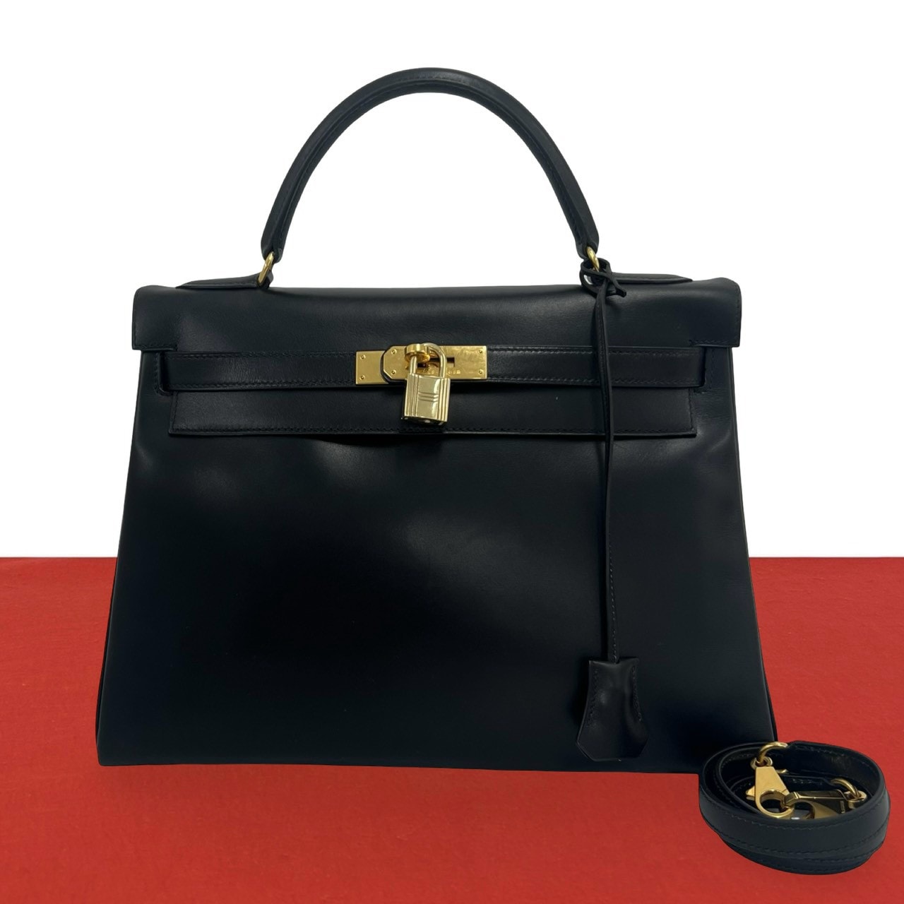 HERMES エルメス ケリー 32 ボックスカーフ ショルダーバッグ ブラック
603-3
