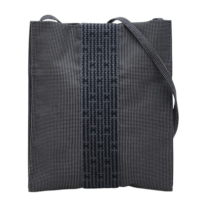 エルメス エールライン ポシェット 斜め掛け ショルダーバッグ グレー ブラック キャンバス レディース HERMES 中古