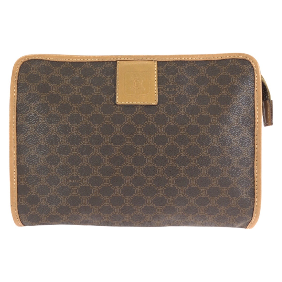 美品 CELINE セリーヌ ヴィンテージ マカダム ブラウン ゴールド金具 PVC レザー/ クラッチバッグ セカンドバッグ 603353 【中古】
