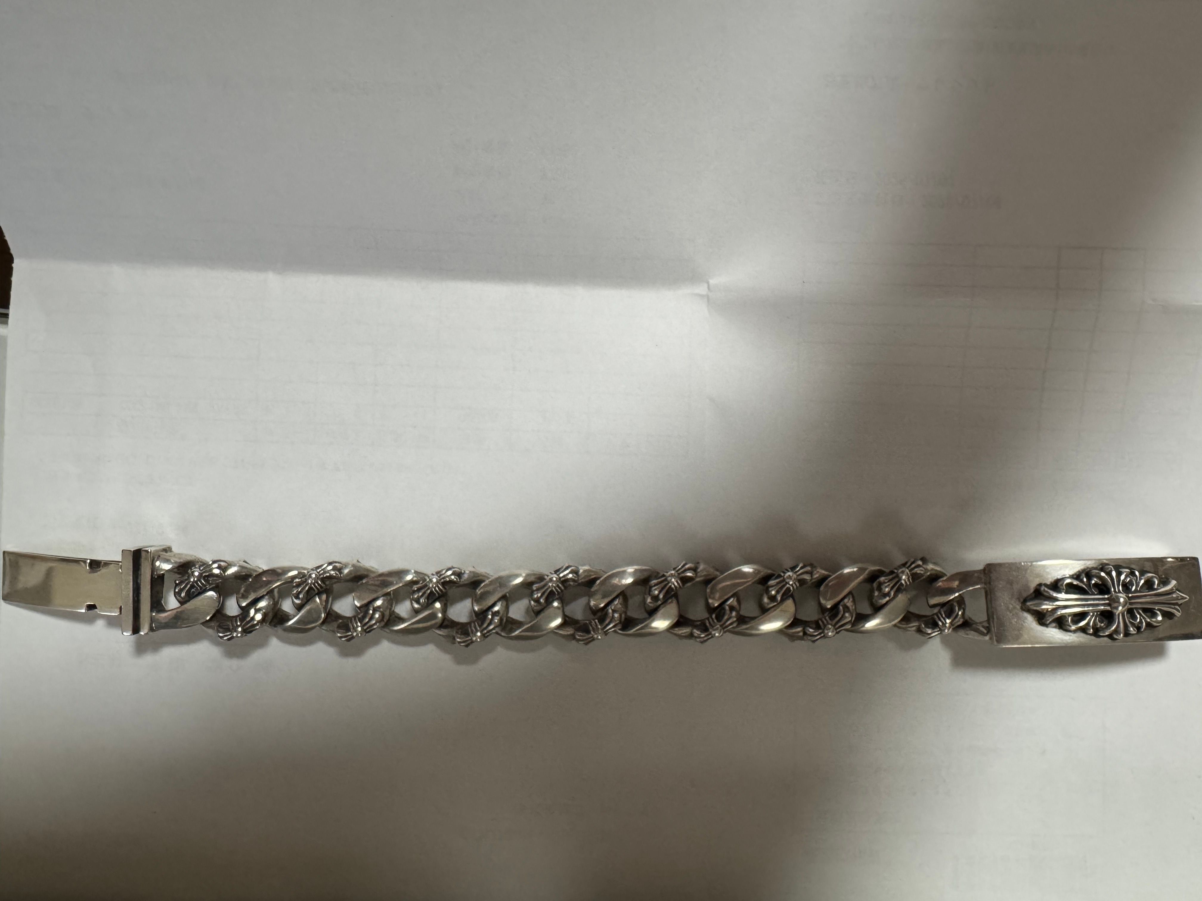 Chrome Hearts Floral Cross ID Fancy Link Bracelet "Silever"