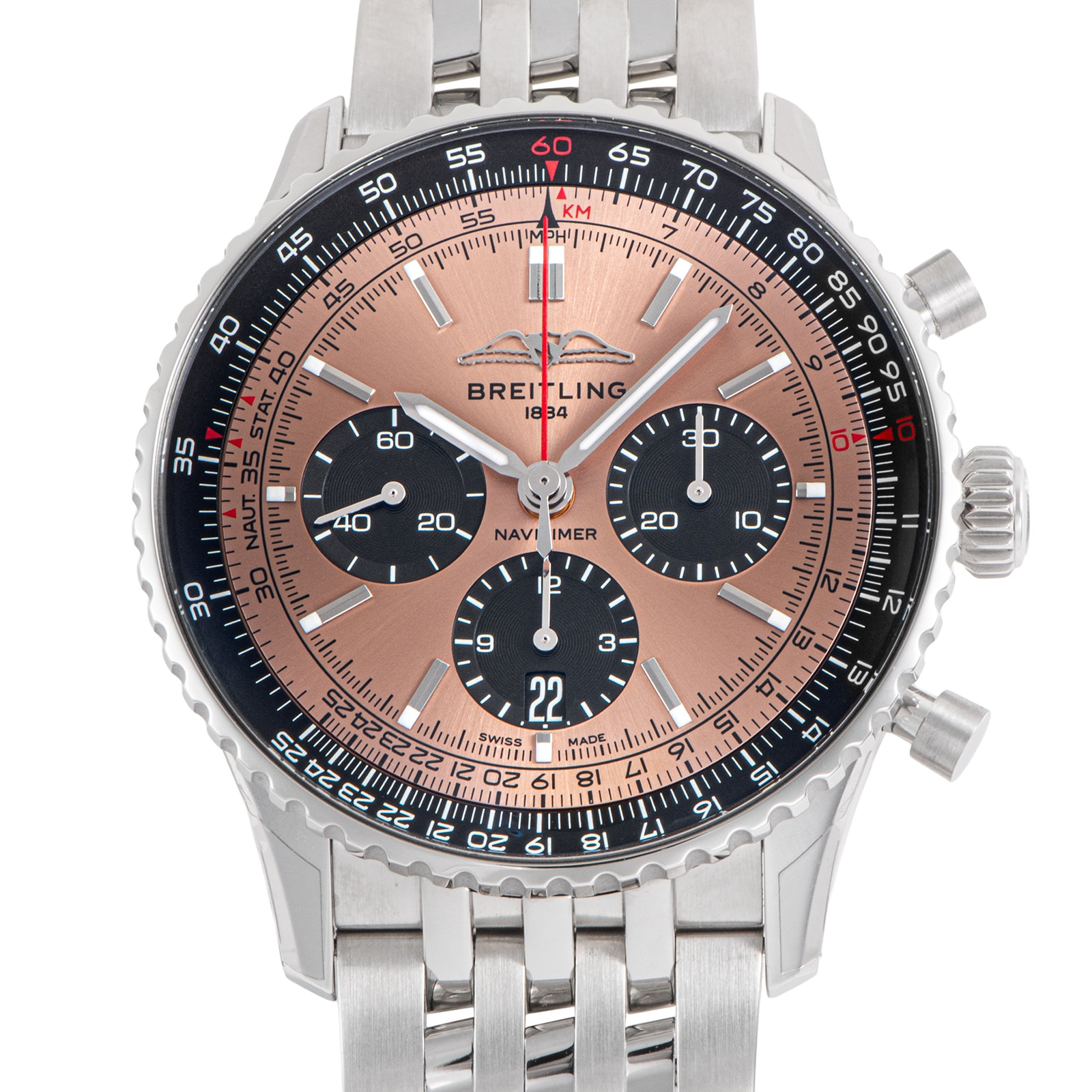 【新品】BREITLING ブライトリング ナビタイマーB01 クロノグラフ43 AB0138241K1A1(AB0138) 保証書2025年 カッパー【中古】