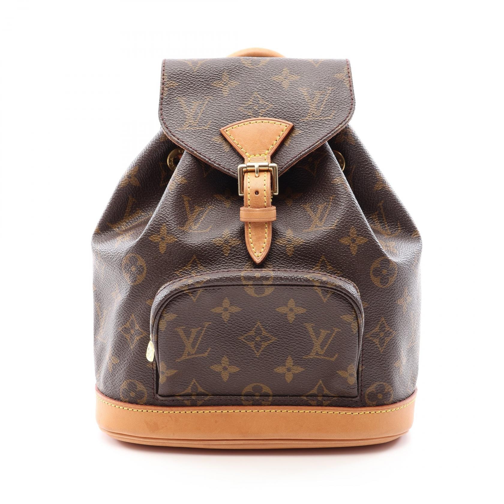 ルイ・ヴィトン LOUIS VUITTON ミニモンスリ リュックサック バックパック バッグ PVCコーティングキャンバス レザー モノグラム レディース ブラウン系 M51137 【中古】