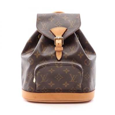 ルイ・ヴィトン LOUIS VUITTON ミニモンスリ リュックサック バックパック バッグ PVCコーティングキャンバス レザー モノグラム レディース ブラウン系 M51137 【中古】