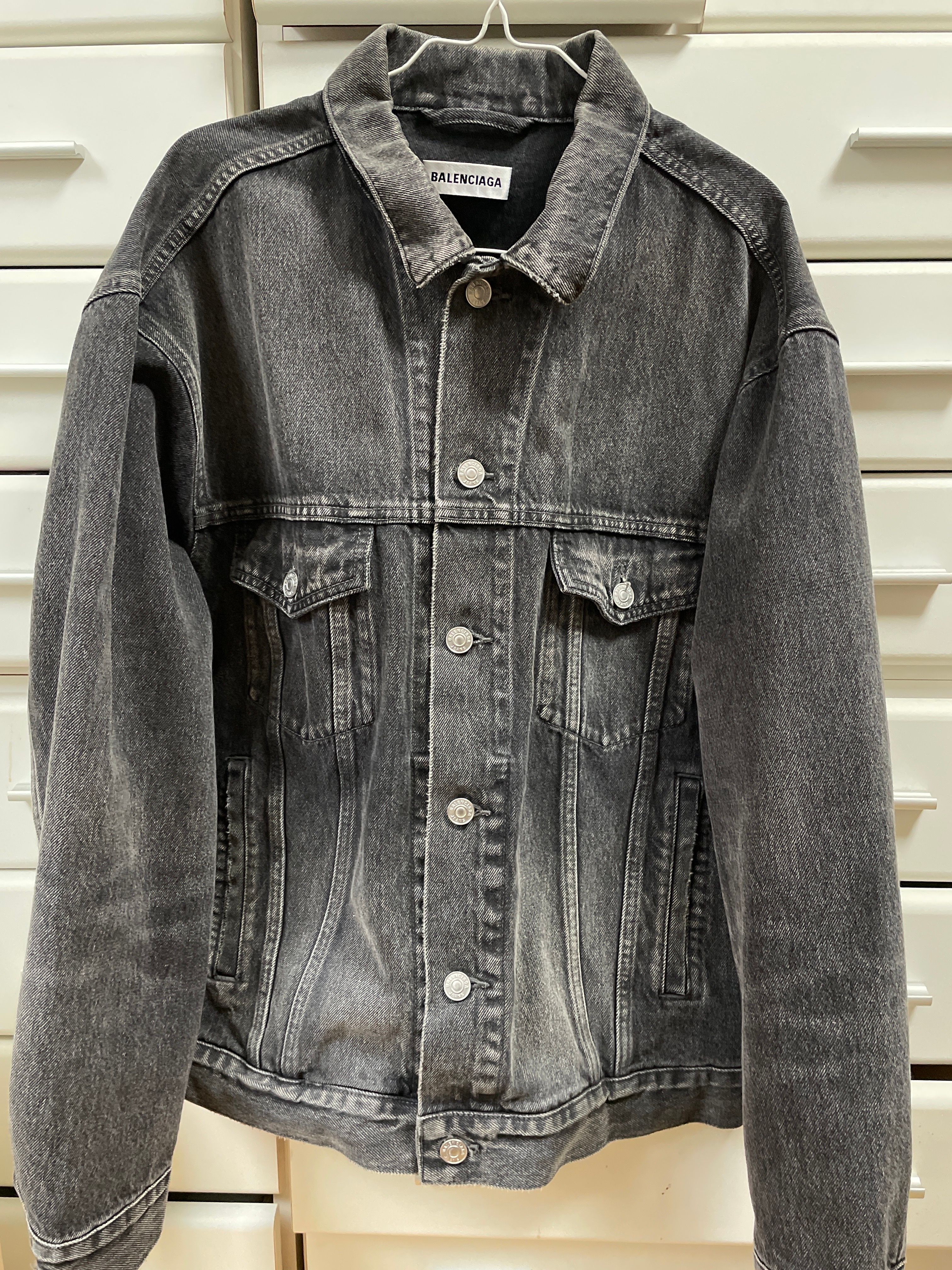 BALENCIAGA 18SS Back Logo Clash Denim Jacket "Blue"