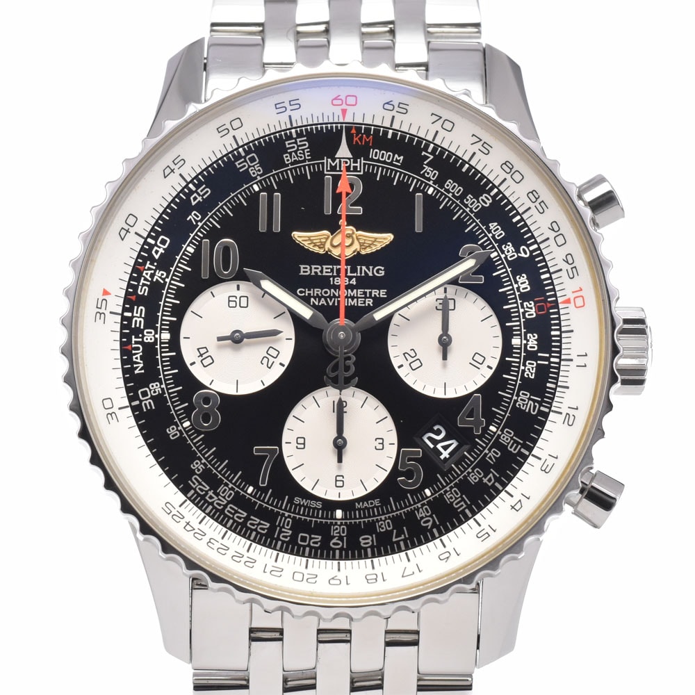 ブライトリング BREITLING AB0120 ナビタイマー 01 クロノグラフ デイト ブラック 自動巻き メンズ 美品 箱付き 腕時計 K#150633