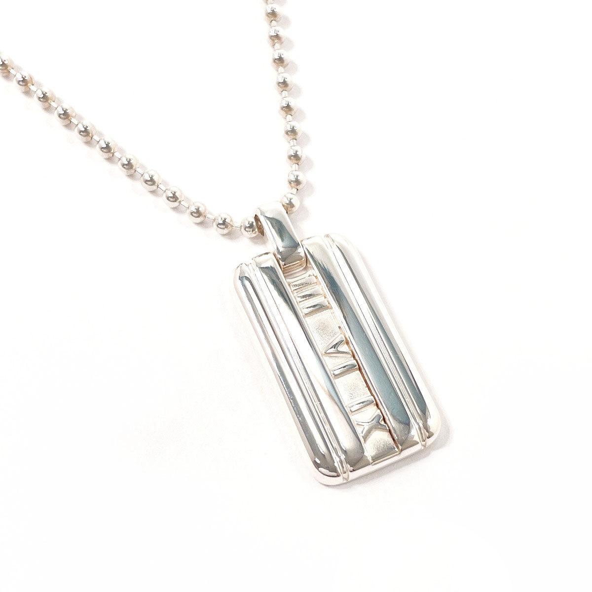 ティファニー ネックレス アトラス プレート ボールチェーン  シルバ