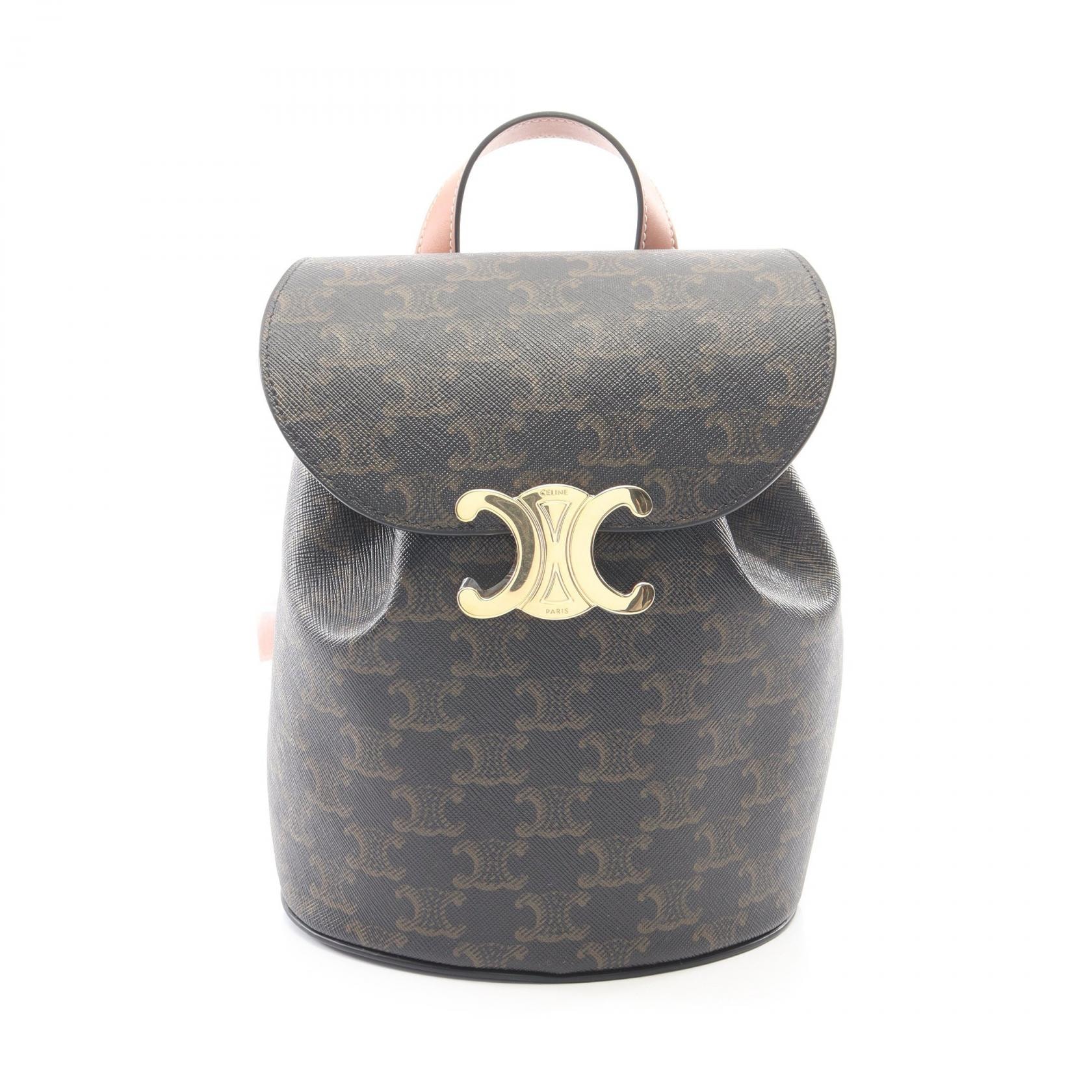 セリーヌ CELINE ボニー トリオンフ リュックサック バックパック バッグ PVCコーティングキャンバス レザー レディース ブラック系 / ブラウン系 118702CAS04LU 【新品】