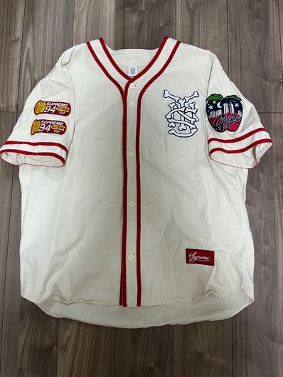 Supreme Patches Denim Baseball Jersey "Natural"