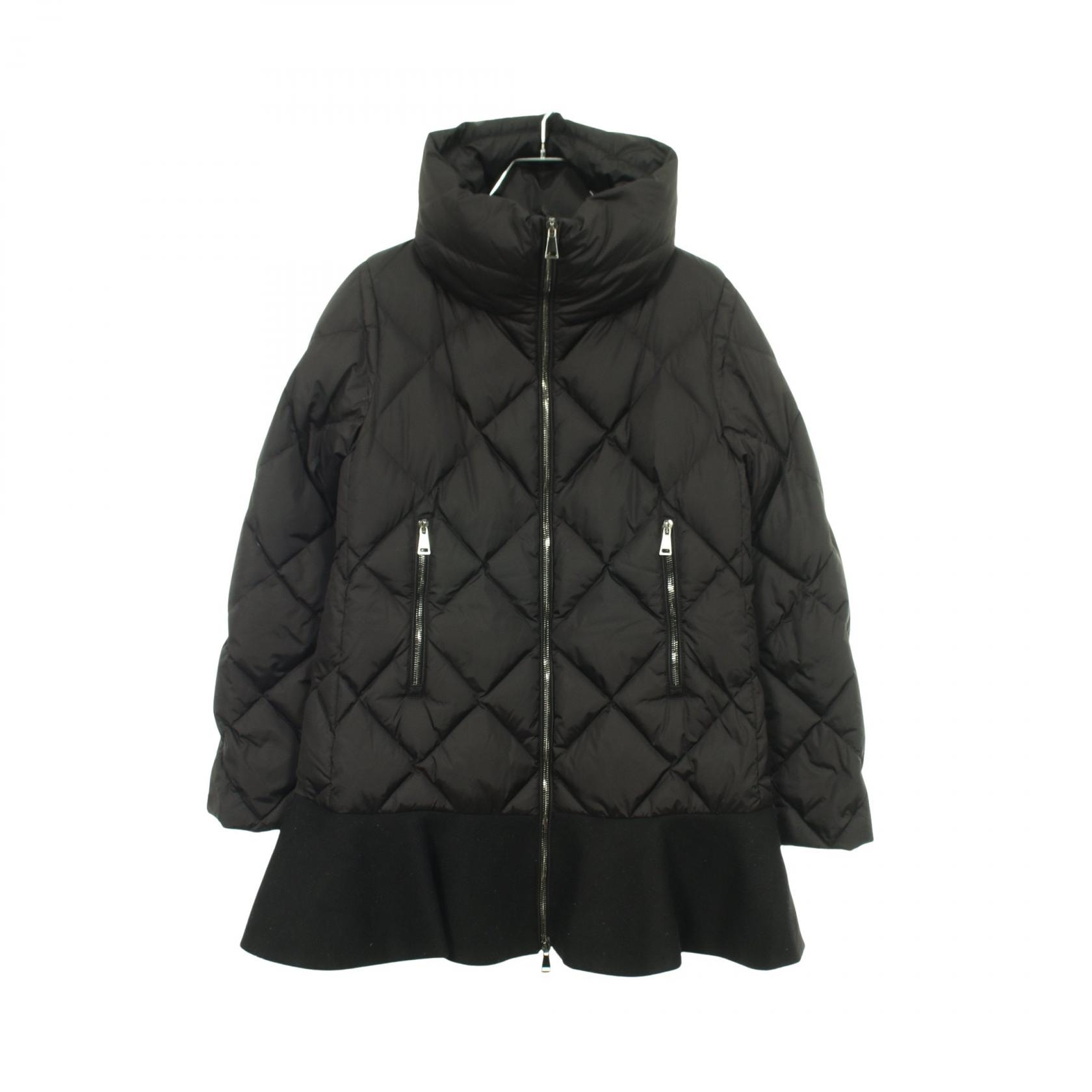 モンクレール MONCLER VOUGLANS 切替 ペプラム ダウンジャケット 衣料品 アウター ナイロン ウール レディース ブラック系 4994780 【中古】