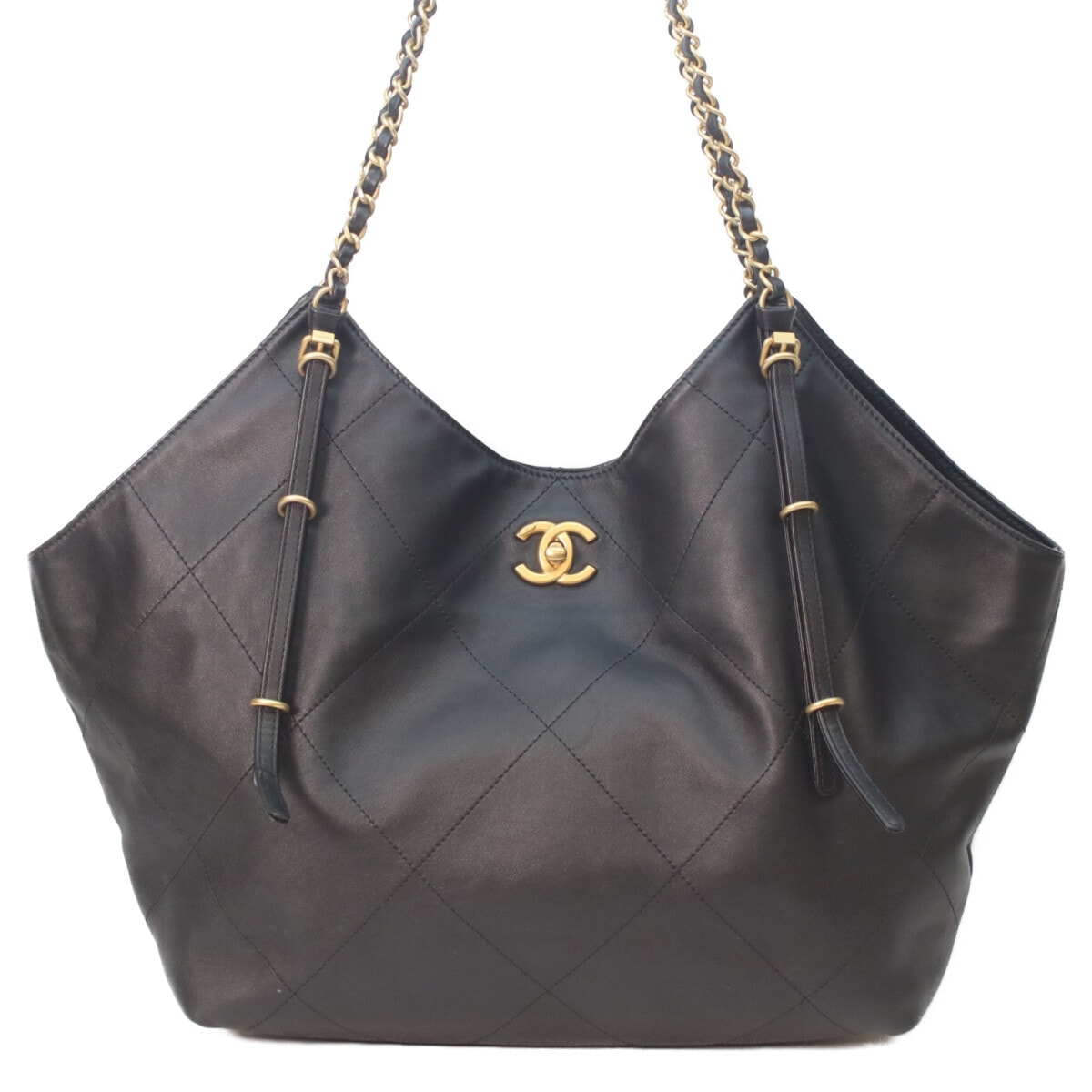 シャネル AS5466 黒 カーフスキン ショッピング トート