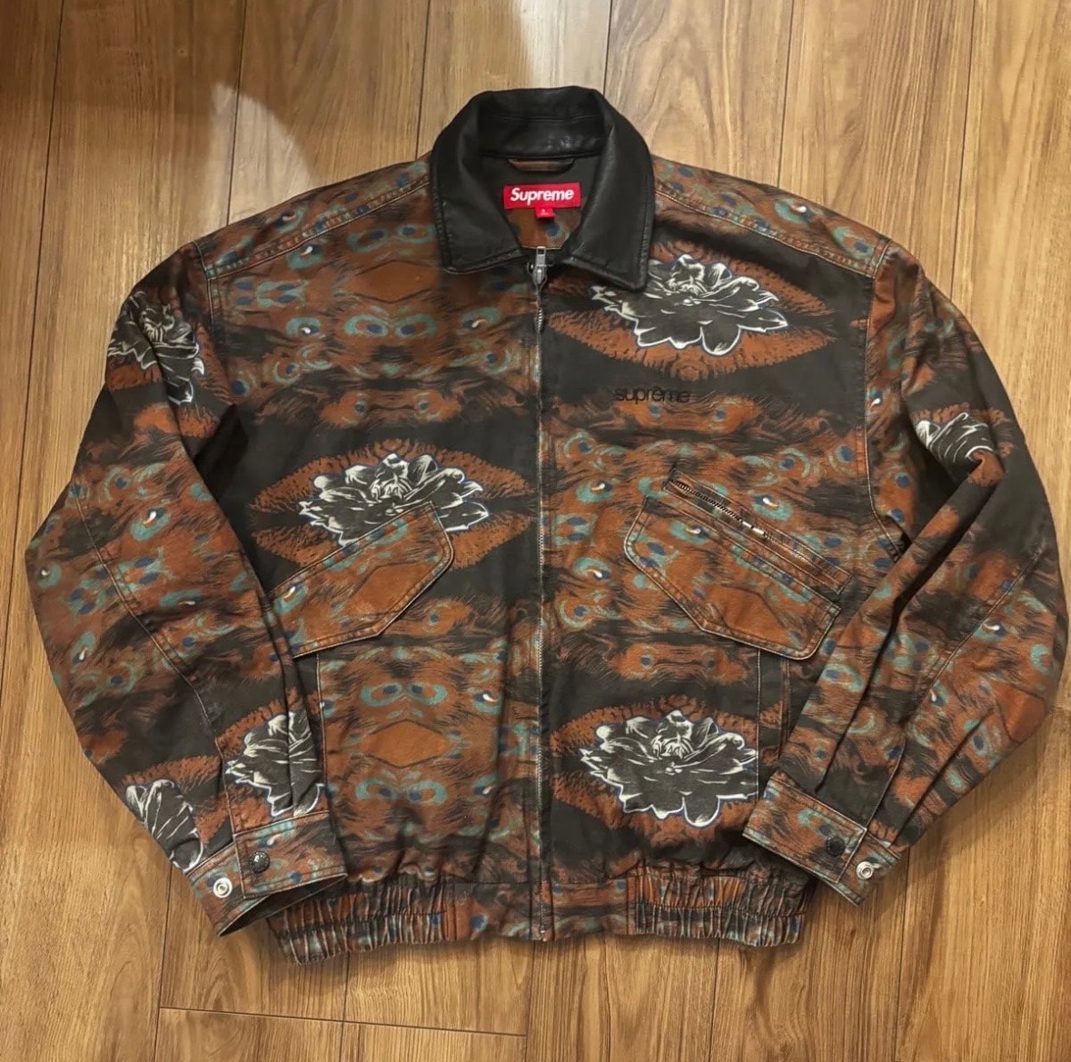 Supreme Leather Collar Utility Jacket "Peacock"