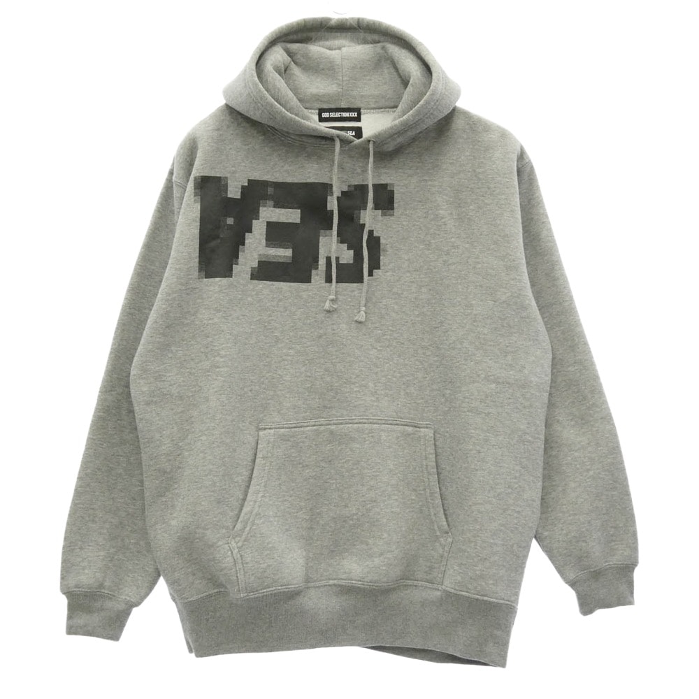 WIND AND SEA ウィンダンシー パーカー 21AW × GOD SELECTION XXX ゴッド セレクション トリプルエックス デジタルロゴ プルオーバー スウェット パーカー フーディー グレー系 L【中古】