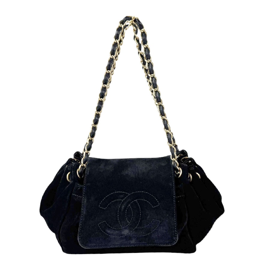 シャネル CHANEL ハンドバッグ スエード ブラック レディース A19286【中古】 z11166