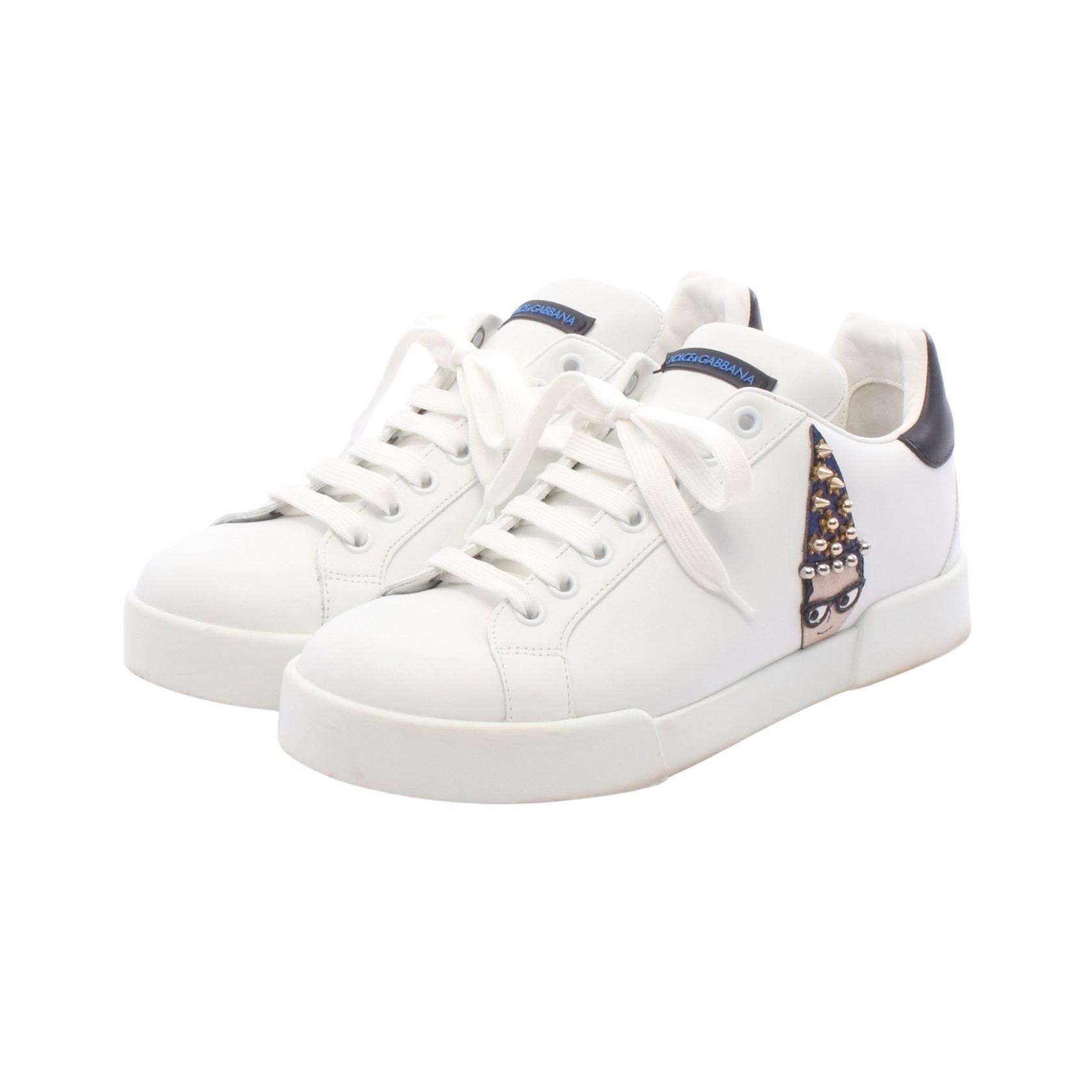 ドルチェアンドガッバーナ DOLCE & GABBANA ポルトフィーノ #DGFAMILY スタッズ スニーカー 靴 レザー レディース ホワイト系 【中古】