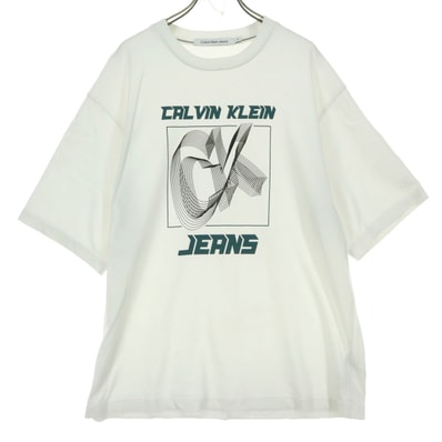 Calvin klein Jeans カルバンクラインジーンズ ロゴプリント 半袖 クルーネック Tシャツ M ホワイト