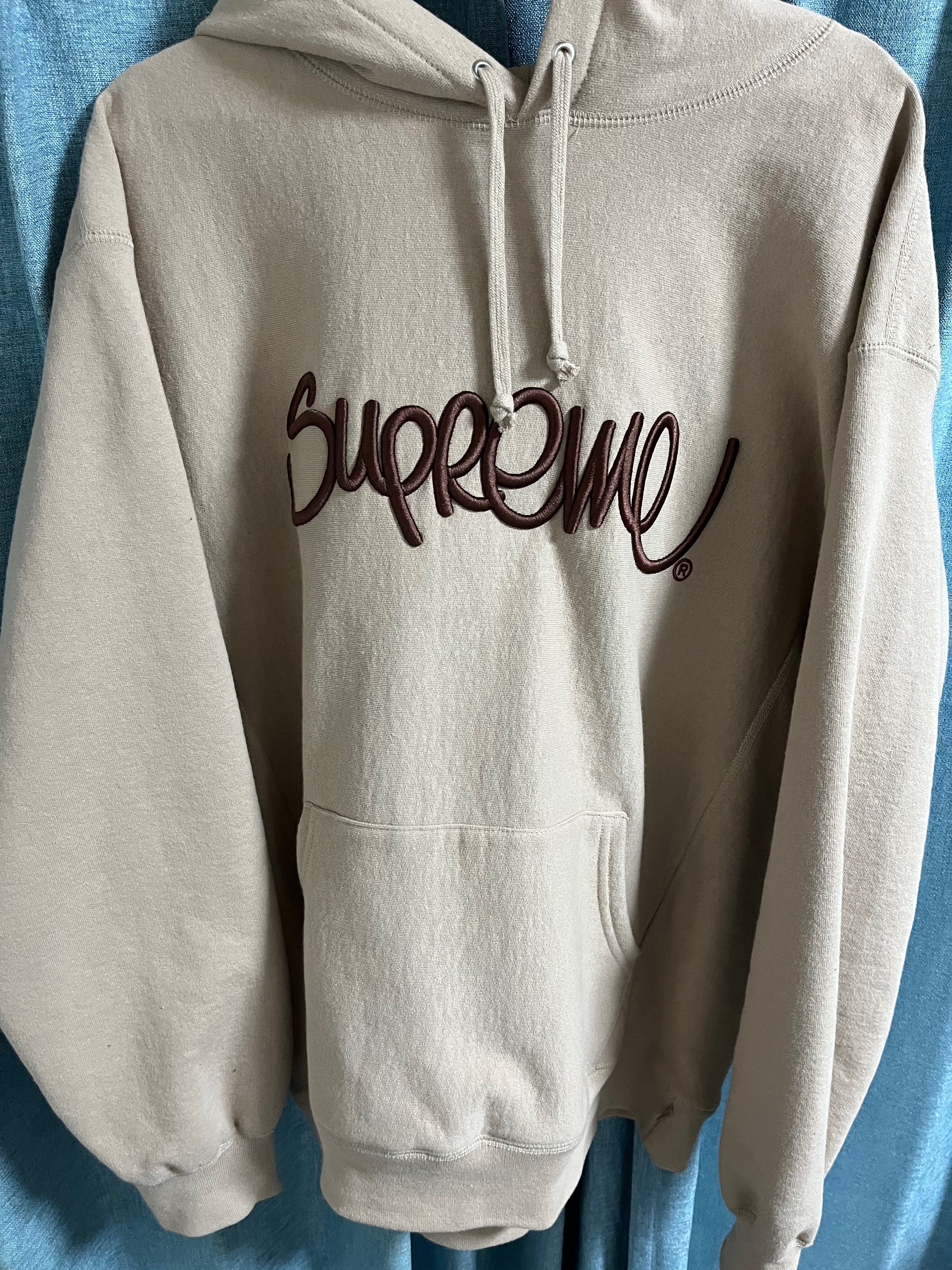 Supreme Raised Handstyle Hooded Sweatshirt "Dark Taupe"
