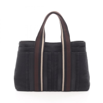 エルメス HERMES トロカホリゾンタルPM トートバッグ バッグ キャンバス レザー レディース ブラック系 / ブラウン系 【中古】