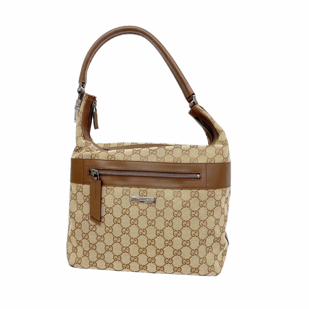 【6hc2339】グッチ ショルダーバッグ GGキャンバス 001 4298 キャンバス ブラウン シルバー金具【中古】レディース