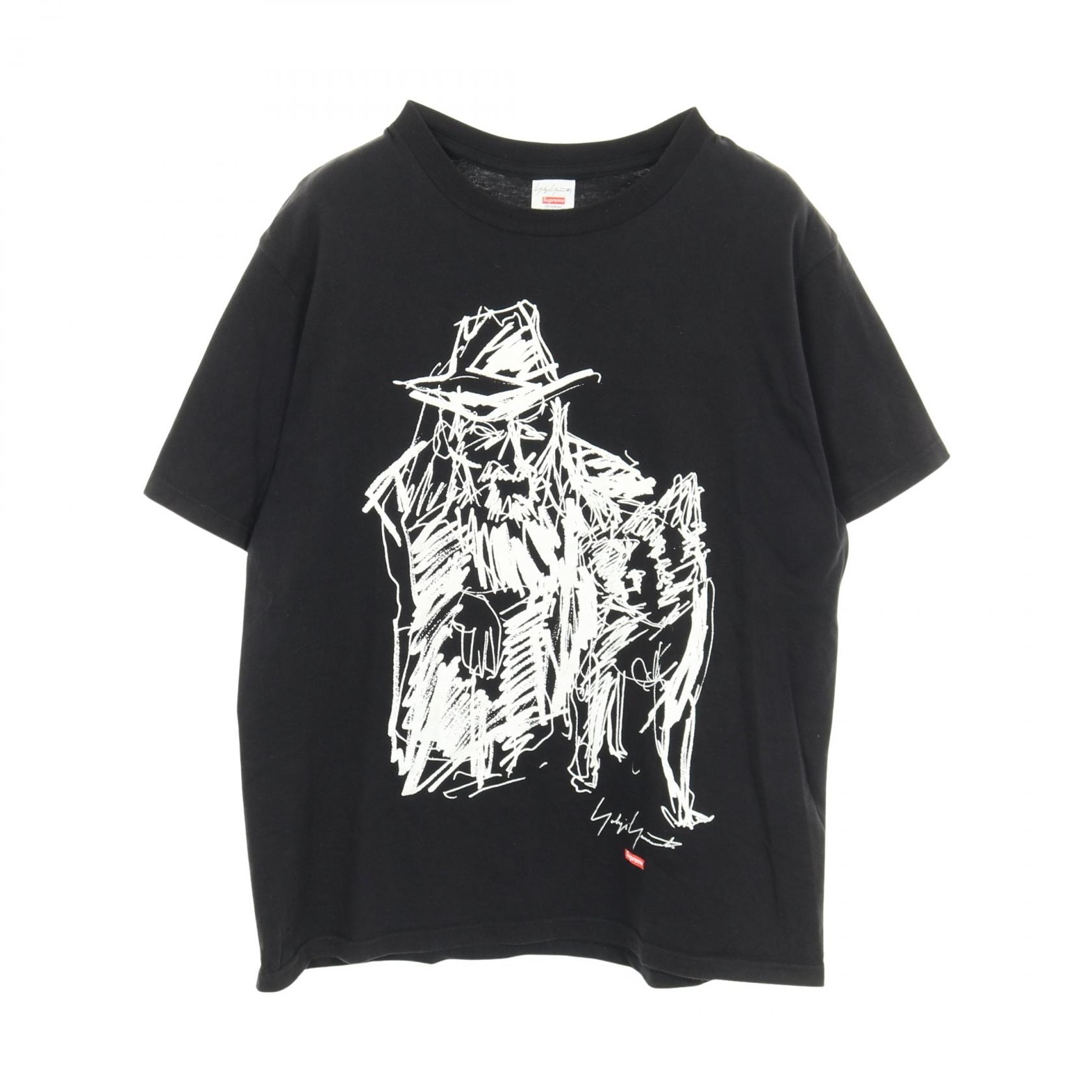 シュプリーム Supreme Supreme × Yoji Yamamoto Scribble Portrait Tee 半袖Tシャツ 衣料品 トップス コットン メンズ ブラック系 【中古】
