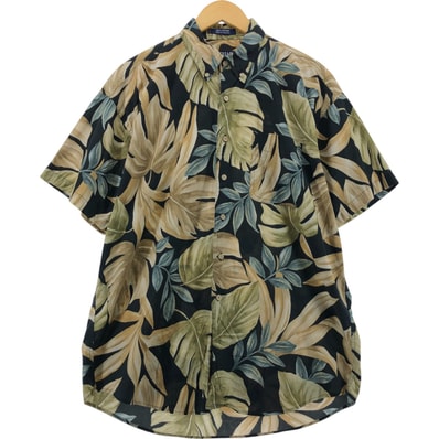 古着 90年代 ラルフローレン Ralph Lauren CHAPS チャップス 総柄 リーフ柄 ボタンダウン ハワイアンアロハシャツ メンズL相当 ヴィンテージ/eaa560152