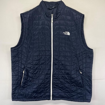 古着 ザ・ノースフェイス THE NORTH FACE ベスト フルジップ ワンポイントロゴ 中綿 キルティング 2XL ネイビー系 メンズ