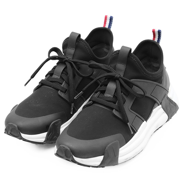 【SALE】MONCLER モンクレール ソックススニーカー サイズ EU41 メンズ スリッポン ロゴ ラバーパッチ トリコロール プルタブ シューズ 靴 袋付属 ブラック ホワイト 黒 白 イタリア製