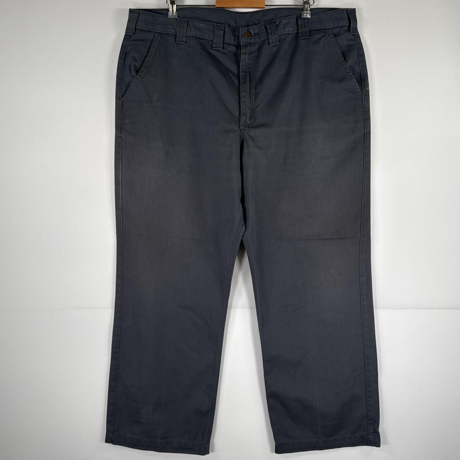 古着 カーハート Carhartt ワークパンツ 作業着 チノパン ワンポイント ロゴ ストレート 大きいサイズ w44 L30  グレー メンズ