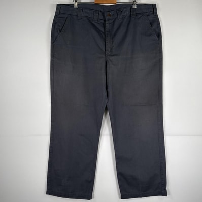 古着 カーハート Carhartt ワークパンツ 作業着 チノパン ワンポイント ロゴ ストレート 大きいサイズ w44 L30 グレー メンズ