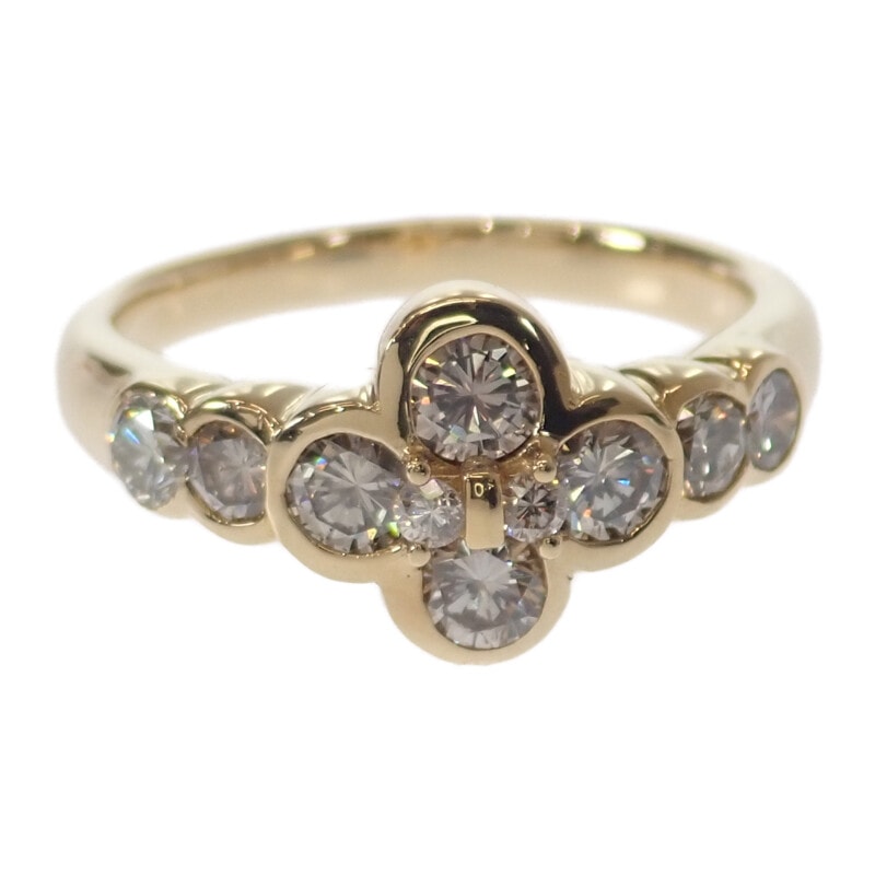 フラワー クローバー デザインジュエリー 12号 リング K18イエローゴールド ダイヤモンド レディース【中古】【Aランク】