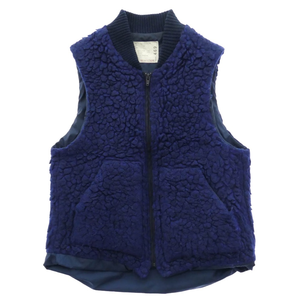 Sacai サカイ 13AW 13-00469M Pile zip vest パイル ジップ フリース ベスト ネイビー系 1【中古】