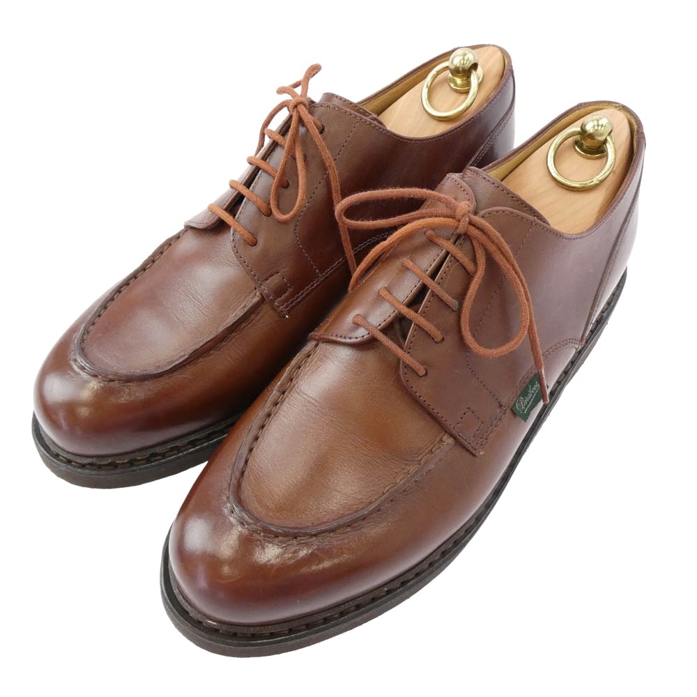 Paraboot パラブーツ ドレスシューズ 65119 フランス製 CHAMBORD シャンボード モックトゥ パラテックスソール レザー シューズ ダークブラウン系 10【美品】【中古】