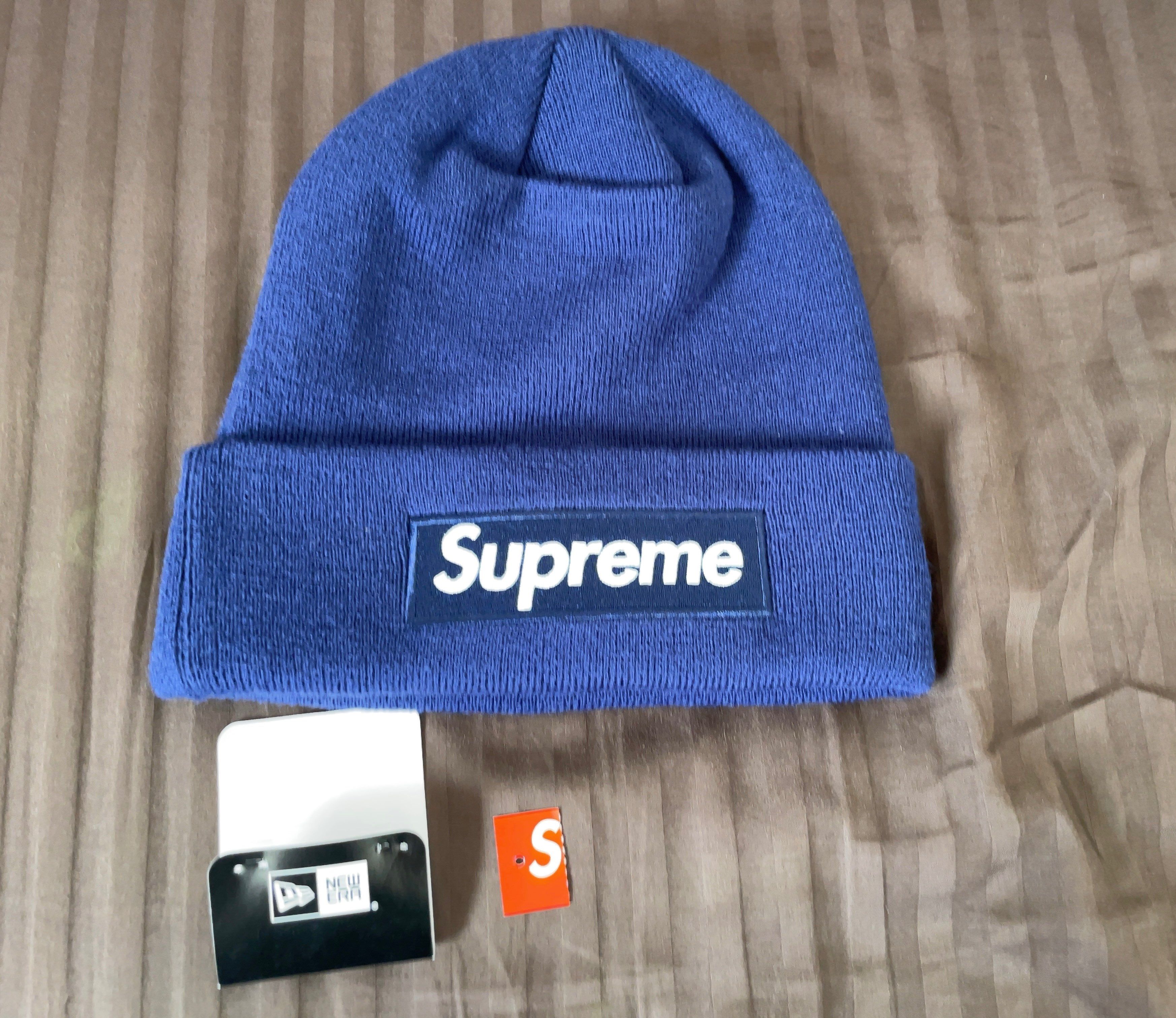 Supreme New Era® Box Logo Beanie "Washed Navy" (21FW)