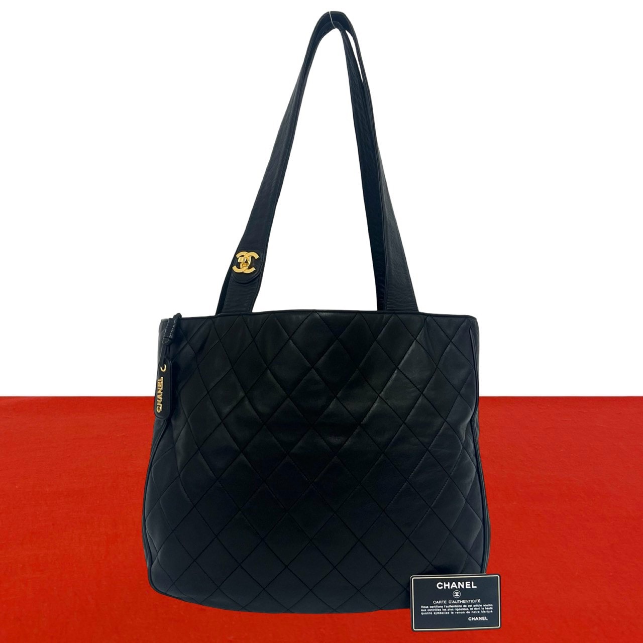 CHANEL シャネル マトラッセ ココマーク ラムスキン トートバッグ ブラック
 34497