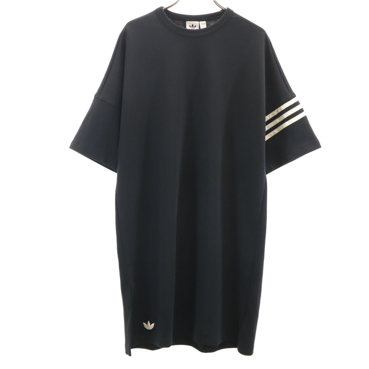 美品 adidas アディダス トレフォイルロゴ 半袖 ワンピース XL ブラック系