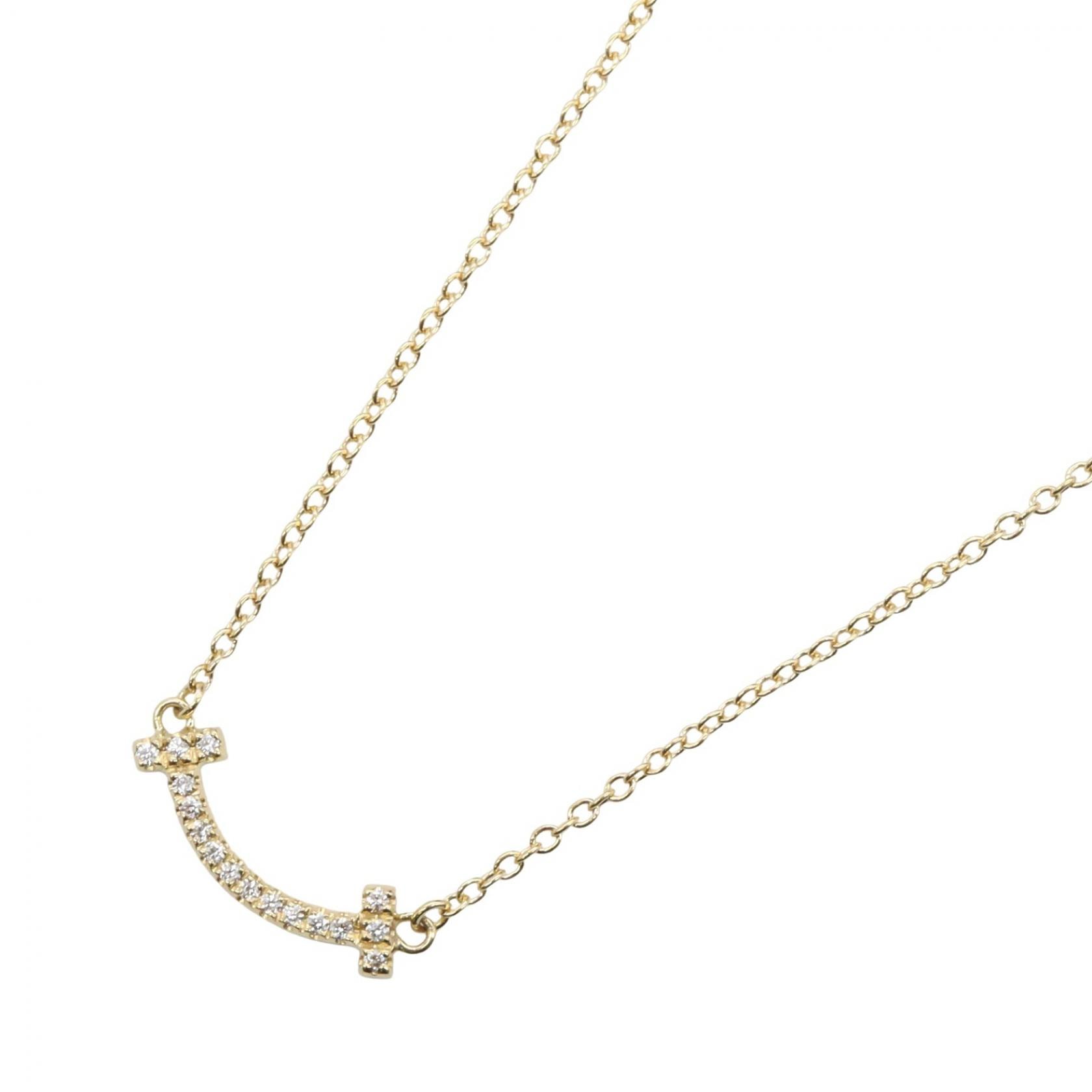 ティファニー TIFFANY&CO Tスマイル ミニ ネックレス ダイヤ ネックレス ジュエリー K18(イエローゴールド) ダイヤモンド レディース ゴールド系 / クリア系 【中古】