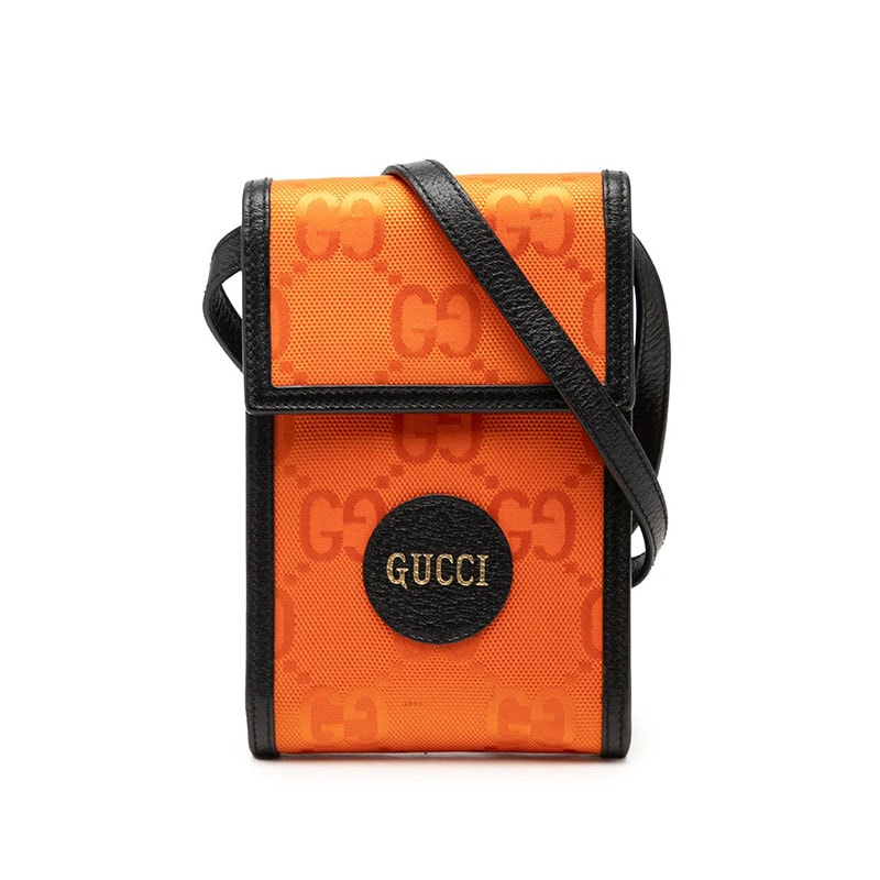 グッチ GGロゴ オフ ザ グリッド 斜め掛け ショルダーバッグ 625599 オレンジ ナイロン レザー レディース GUCCI 中古