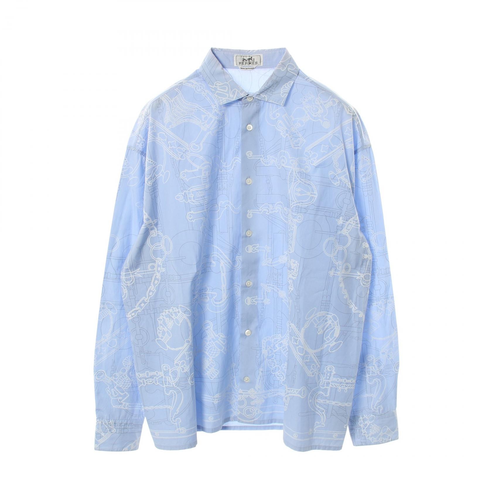 エルメス HERMES Mors et Gourmettes 衣料品 トップス コットン メンズ ブルー系 【中古】