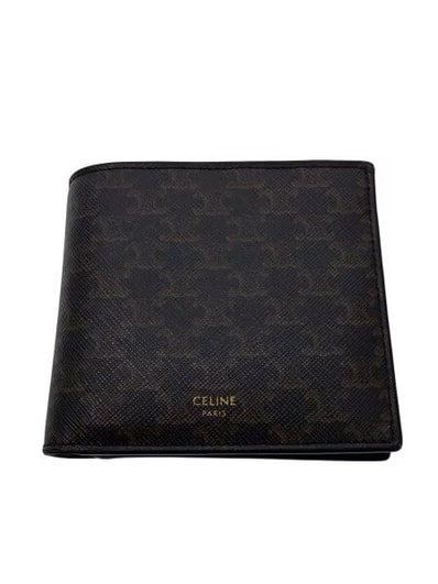 CELINE Bi-fold Wallet With Coin Compartment In Triomphe Canvas "Black"