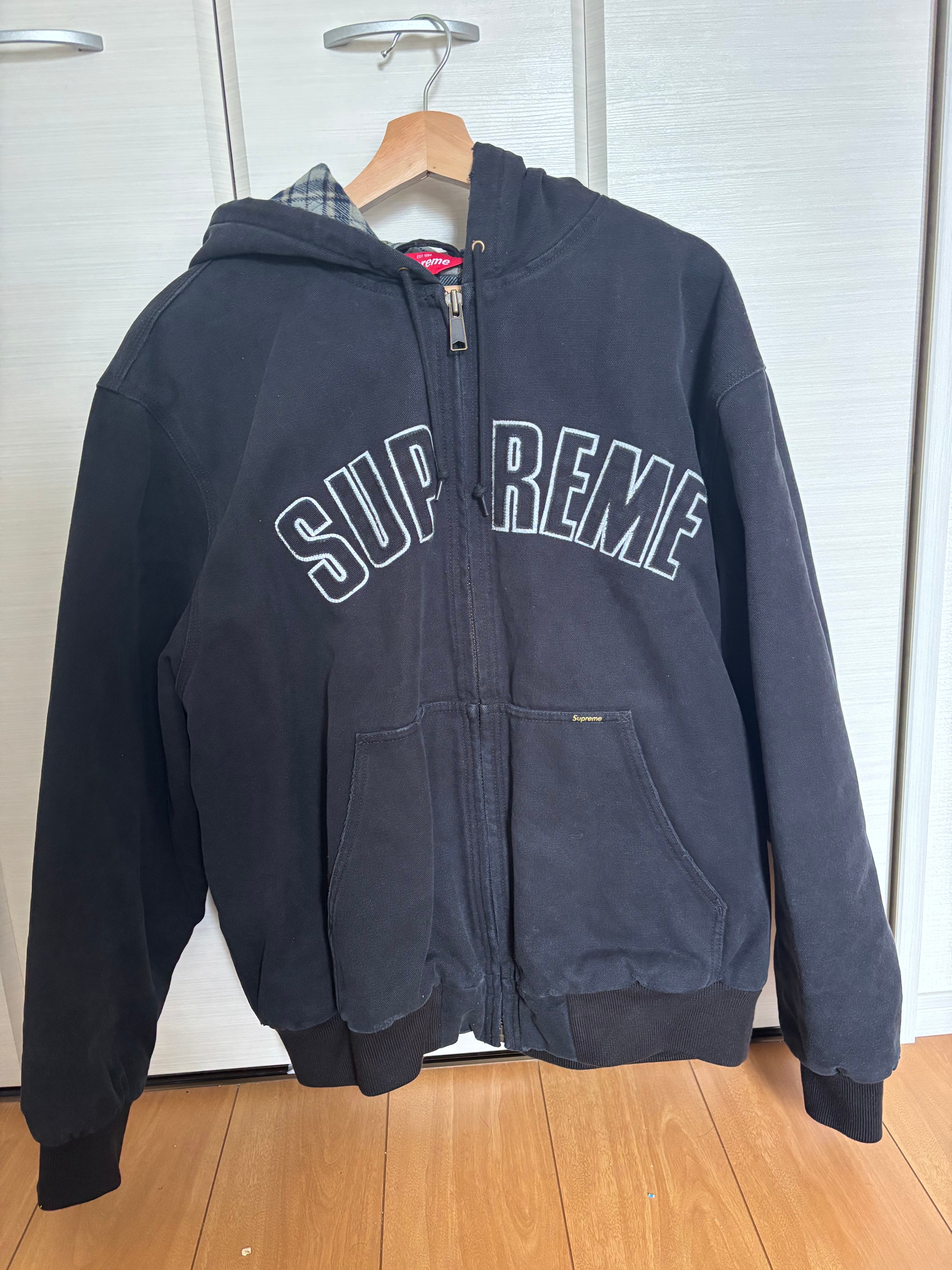 Supreme Reflective Arc Hooded Work Jacket "Black"