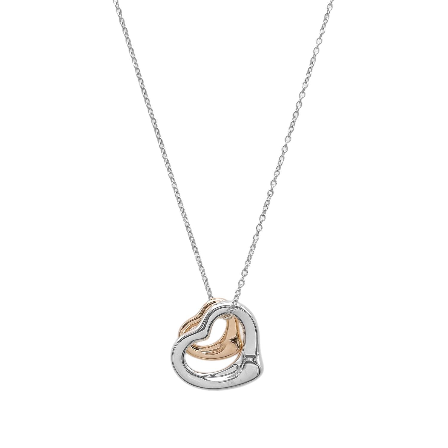 TIFFANY&Co. ティファニー ダブル オープンハート ネックレス
ペンダント コンビ SV925 K18PG Au750 シルバー レディース
【中古】
