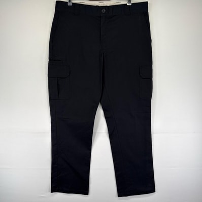 古着 ディッキーズ Dickies パンツ ワーク カーゴ チノパン ジッパーフライ ワンポイントロゴ w32 L34 ブラック系 メンズ
