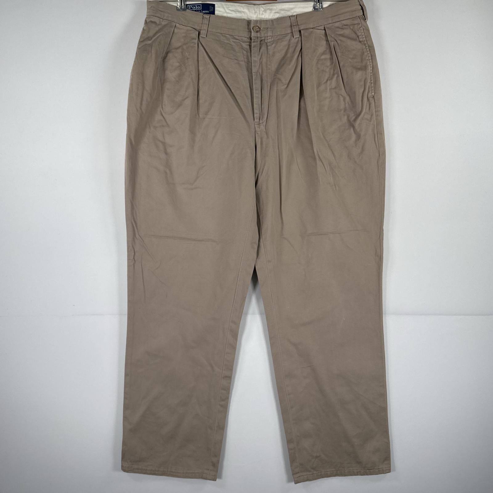 古着 ポロバイラルフローレン Polo by Ralph Lauren チノパンツ ポロチノ ワンポイント スラックス 大きいサイズ w40 L32  ベージュ メンズ