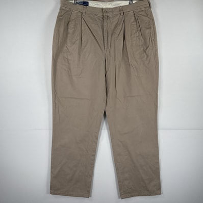 古着 ポロバイラルフローレン Polo by Ralph Lauren チノパンツ ポロチノ ワンポイント スラックス 大きいサイズ w40 L32 ベージュ メンズ