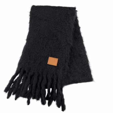 LOEWE Women's Brushed-Finish Wool Scarf "Black"