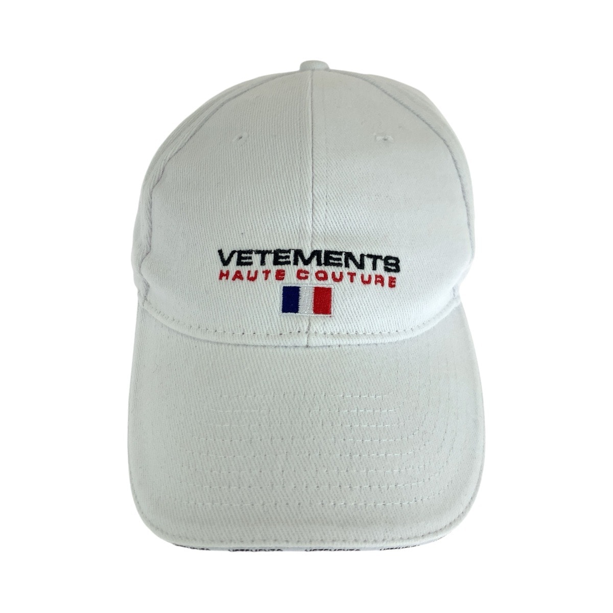 美品 VETEMENTS ヴェトモン フリーサイズ ホワイト コットン キャップ ベースボールキャップ 男女兼用 603042 【中古】