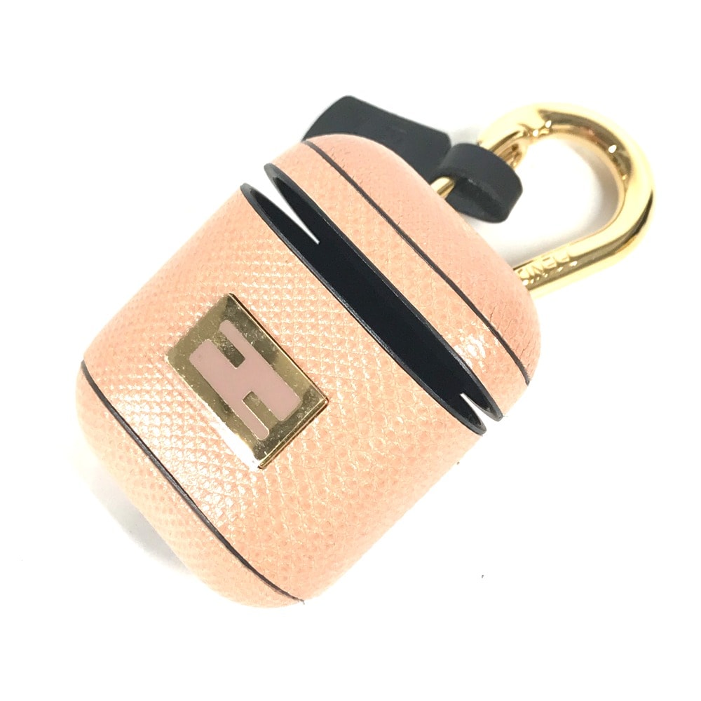 フェンディ FENDI ロゴ エアポッズケース airpods イヤホンケース イヤフォンケース レザー ベージュ 新品同様