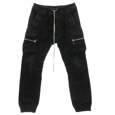 Rick Owens リックオウエンス デニムパンツ 23AW RU02C7396-TB MASTODON CARGO マストドン カーゴ ドローストリング仕様 ブラック パンツ ブラック系 US38【中古】