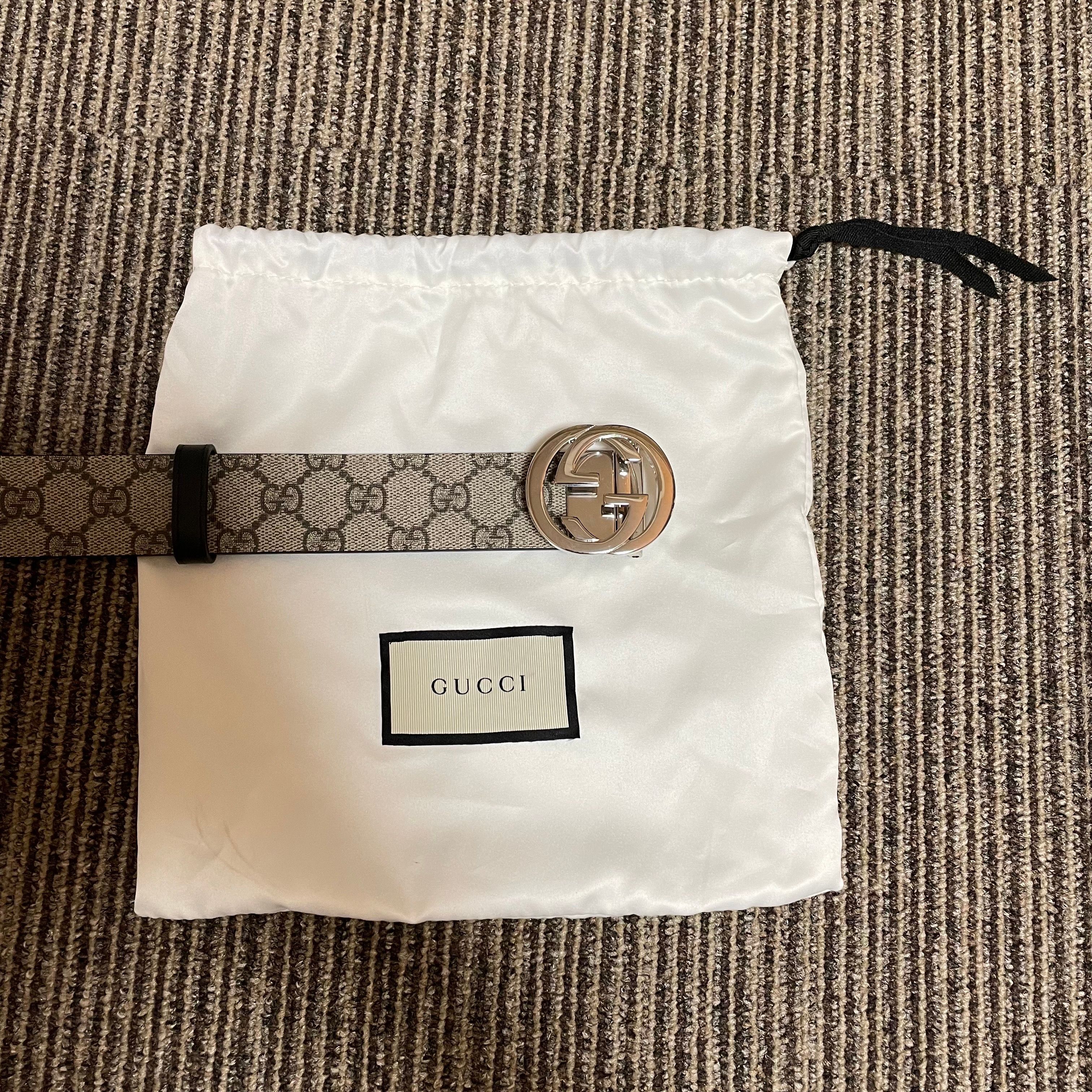 GUCCI GG Supreme Belt With G Buckle "Beige/Ebony"
